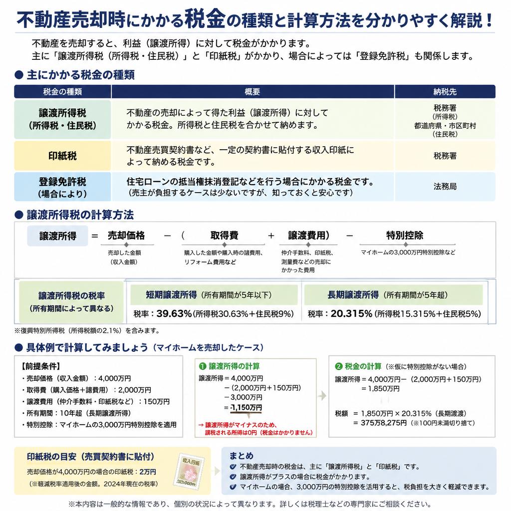 不動産売却に伴う税金の重要事項