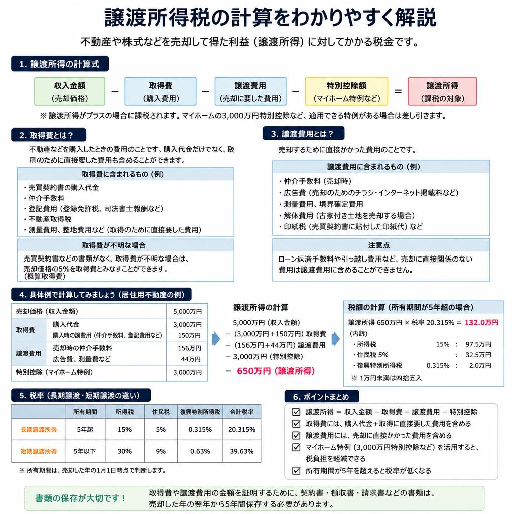 譲渡所得税の計算方法と注意点