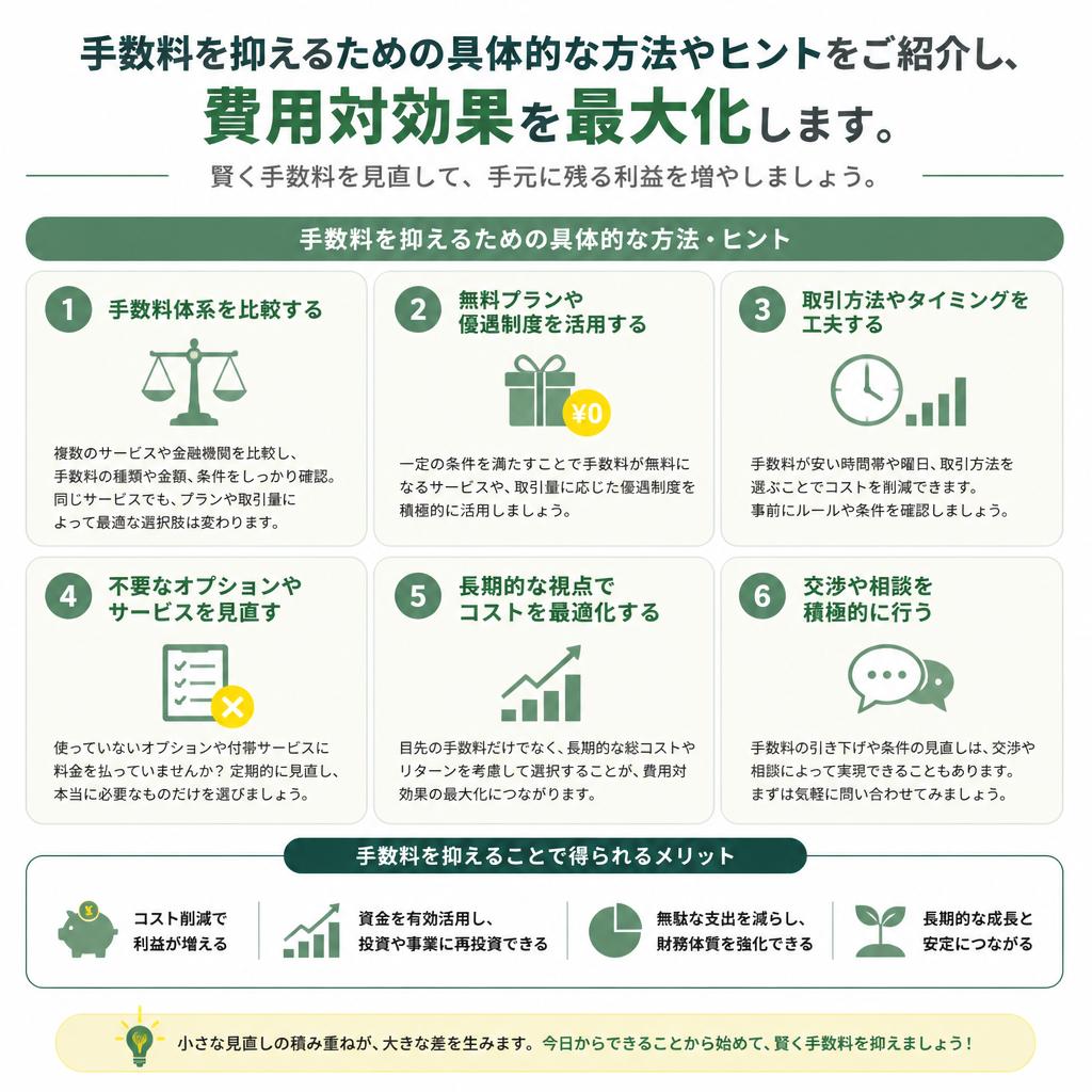 手数料を抑えるためのポイント