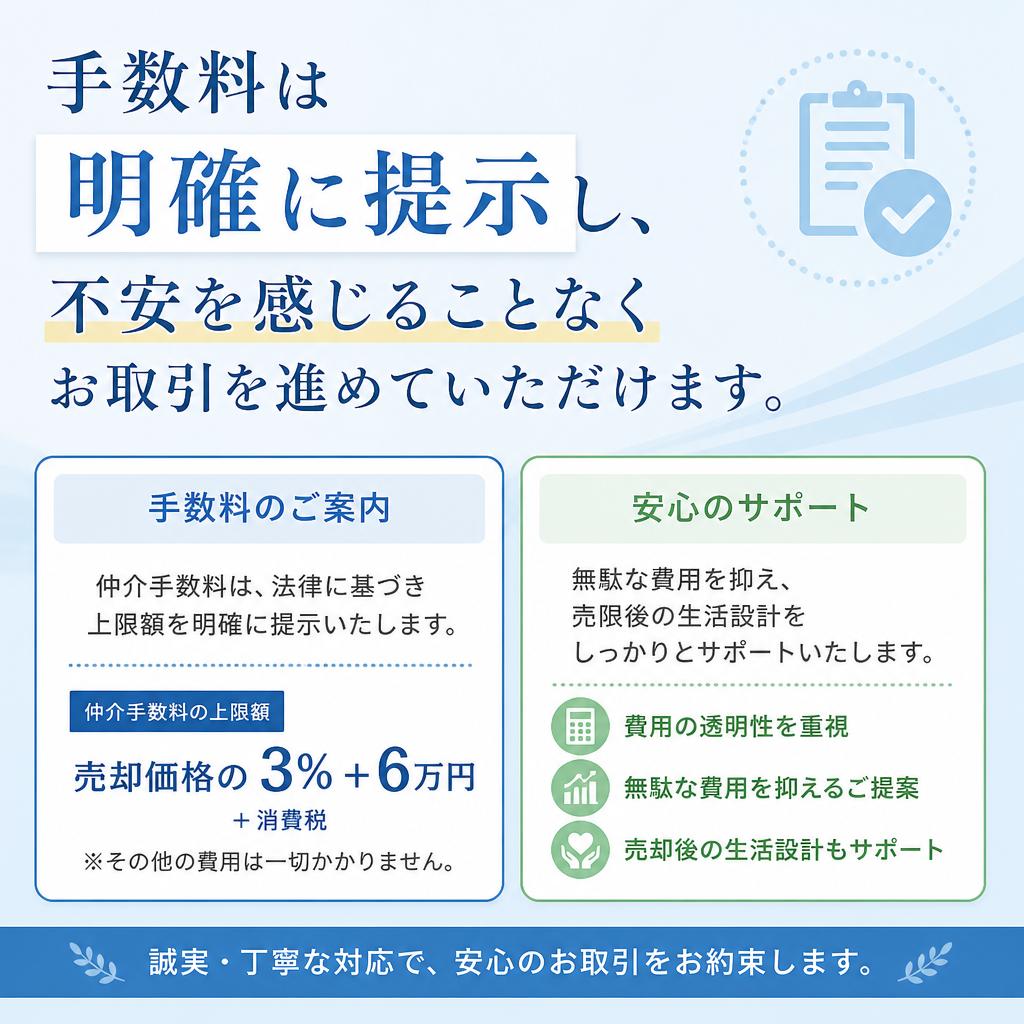 明確な手数料と安心のお取引
