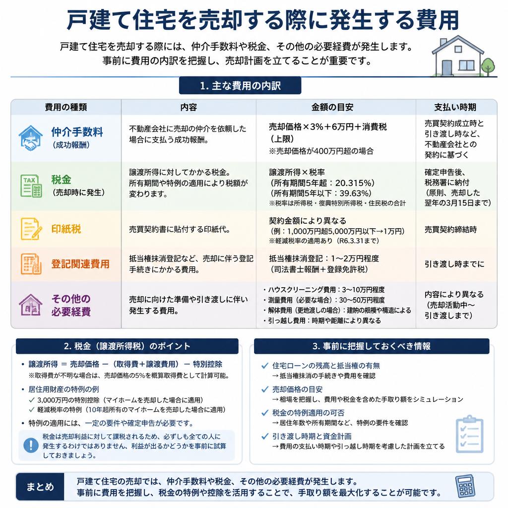 売却にかかる費用とその内訳