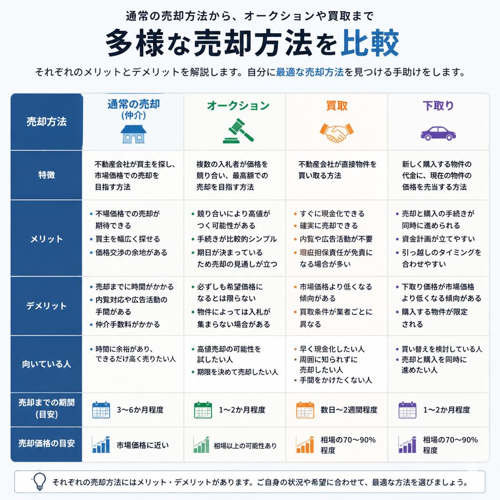売却方法の選択肢とそのメリット・デメリット