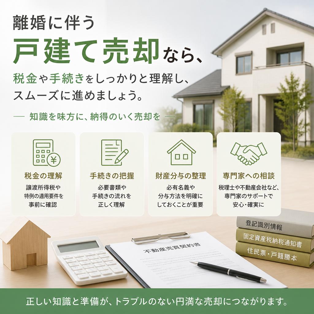 離婚に伴う戸建て売却なら、税金や手続きをしっかりと理解し、スムーズに進めましょう。