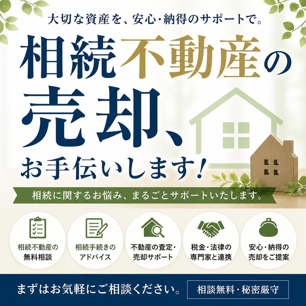 相続不動産の売却、お手伝いします！