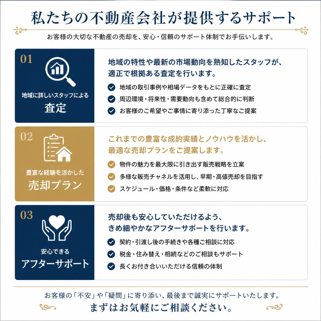 当社が提供する戸建て売却サポートの特徴