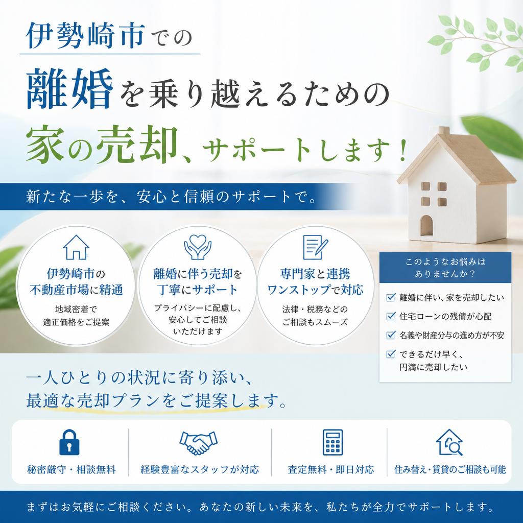 伊勢崎市での離婚を乗り越えるための家の売却、サポートします！